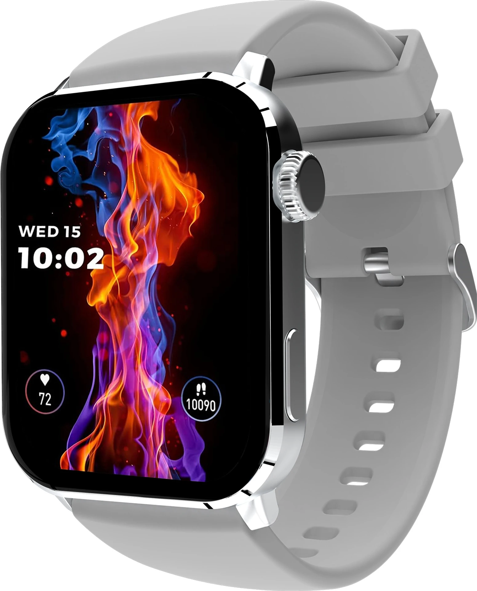BeatXP Unbound+ 1.8 AMOLED Display, BT Calling, 1000nits Brightness & Voice Assistant Smartwatch (Ice Silver Strap, Free Size)